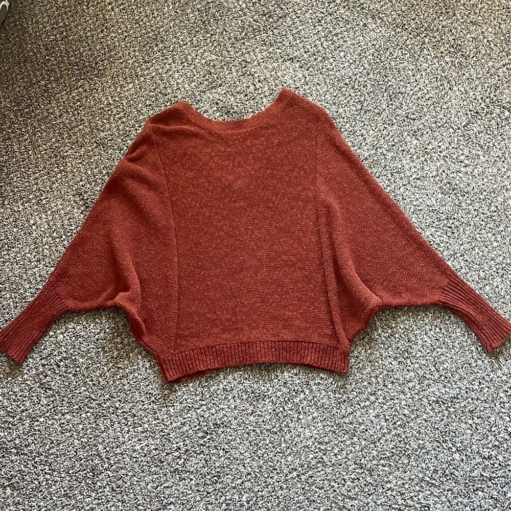 Ruby Moon Button Back Dolman Sleeve Sweater Cotton Boho Textured Rust Batwing - Picture 4 of 14